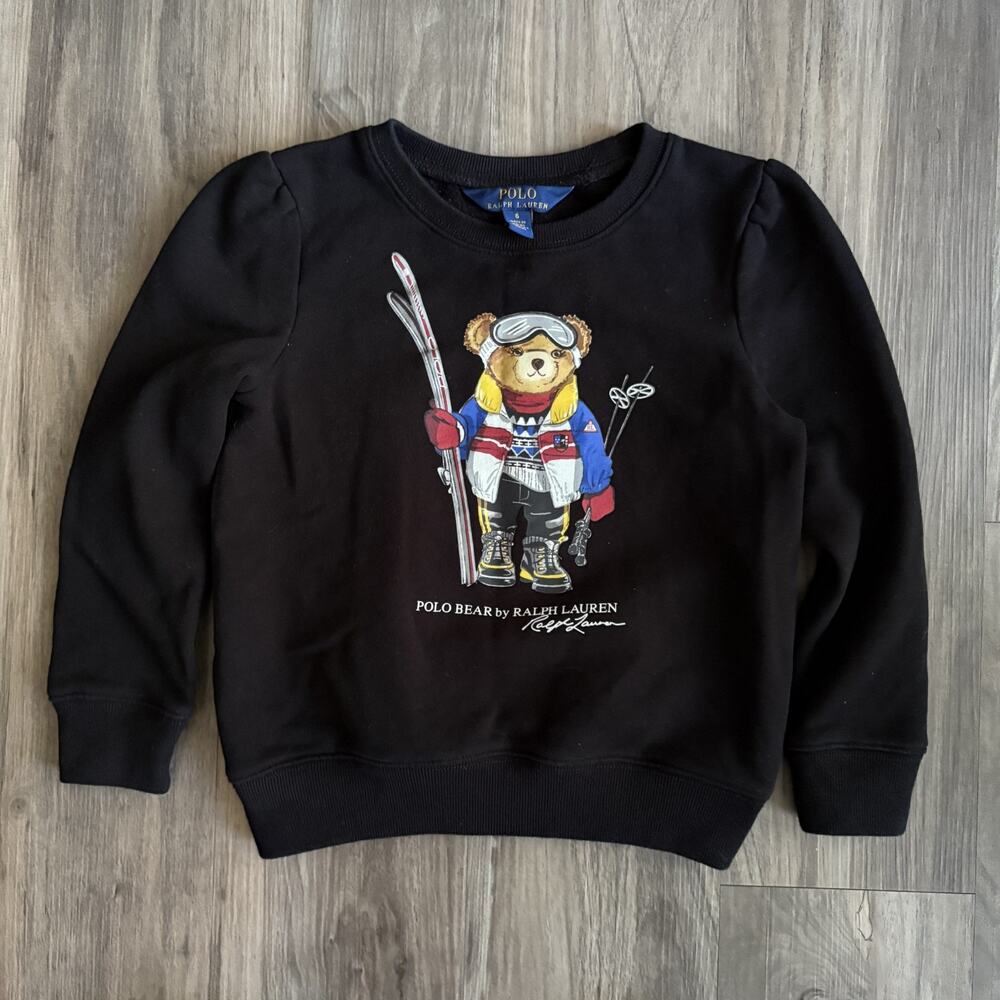 Polo Ralph Lauren Polo Bear Sweatshirt Kids Size 6 Black Ski Bear